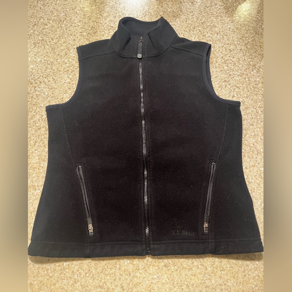 Womens LL Bean Vest Small - Reg Outdoors Full Zip Coat Fleece Black
